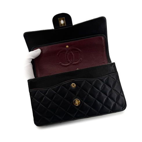 CHANEL VINTAGE CLASSIC FLAP MEDIUM CHAIN SHOULDER BAG BLACK LAMB SKIN 90306514 - PURPOSE