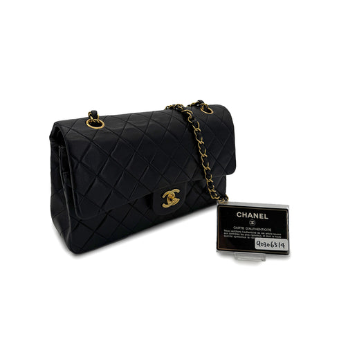 CHANEL VINTAGE CLASSIC FLAP MEDIUM CHAIN SHOULDER BAG BLACK LAMB SKIN 90306514 - PURPOSE