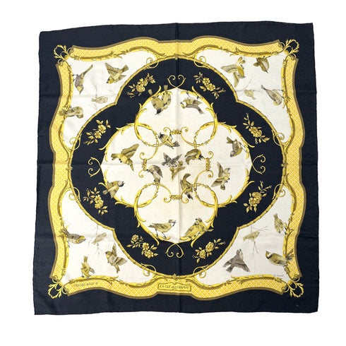 HERMES CARRE 90 LA CLE DES CHAMPS SCARF SILK BLACK YELLOW 90306515 - PURPOSE
