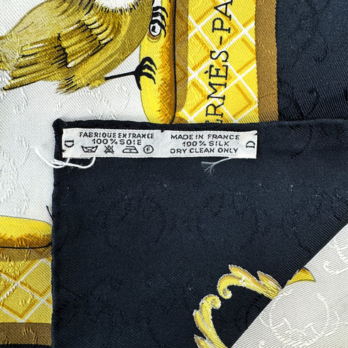 HERMES CARRE 90 LA CLE DES CHAMPS SCARF SILK BLACK YELLOW 90306515 - PURPOSE
