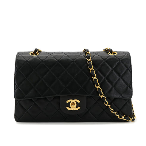 CHANEL VINTAGE CLASSIC FLAP MEDIUM CHAIN SHOULDER BAG BLACK LAMB SKIN 90306557 - PURPOSE
