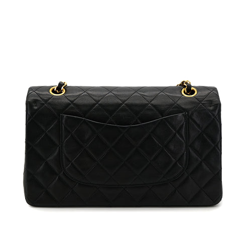 CHANEL VINTAGE CLASSIC FLAP MEDIUM CHAIN SHOULDER BAG BLACK LAMB SKIN 90306557 - PURPOSE