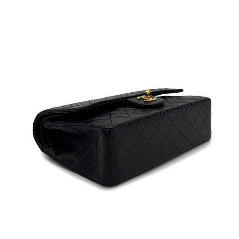 CHANEL VINTAGE CLASSIC FLAP MEDIUM CHAIN SHOULDER BAG BLACK LAMB SKIN 90306557 - PURPOSE
