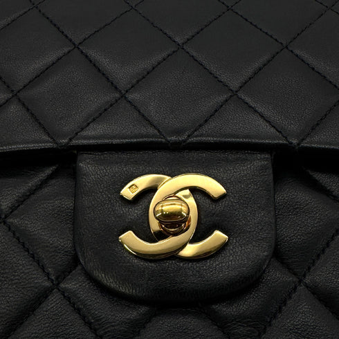 CHANEL VINTAGE CLASSIC FLAP MEDIUM CHAIN SHOULDER BAG BLACK LAMB SKIN 90306557 - PURPOSE