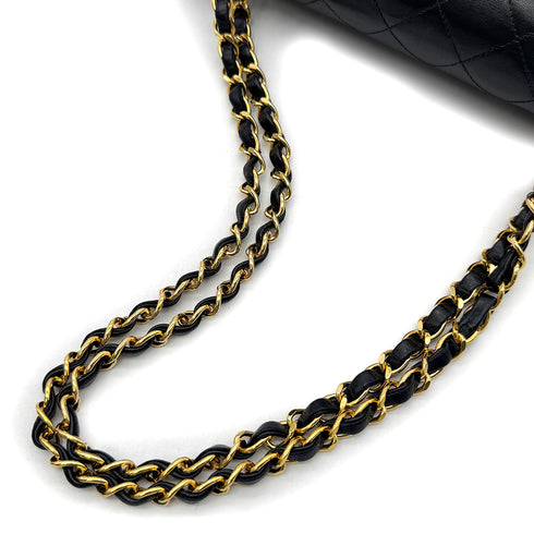 CHANEL VINTAGE CLASSIC FLAP MEDIUM CHAIN SHOULDER BAG BLACK LAMB SKIN 90306557 - PURPOSE