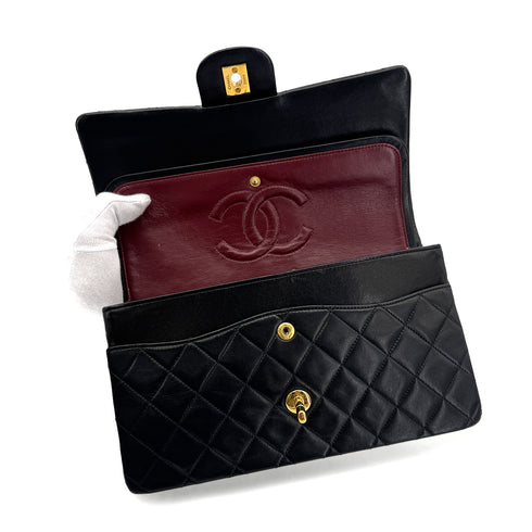 CHANEL VINTAGE CLASSIC FLAP MEDIUM CHAIN SHOULDER BAG BLACK LAMB SKIN 90306557 - PURPOSE