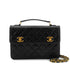 CHANEL VINTAGE DOUBLE TURN LOCK MATELASSE CHAIN SHOULDER HAND BAG BLACK LAMB SKIN 90306569 - PURPOSE
