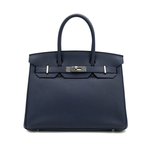 HERMES BIRKIN 30 VERSO BLUE NUIT ORANGE POPPY TOGO HAND BAG A PHW 90306844