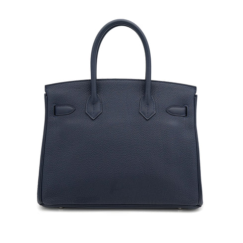 HERMES BIRKIN 30 VERSO BLUE NUIT ORANGE POPPY TOGO HAND BAG A PHW 90306844