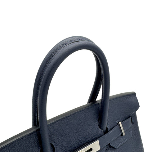 HERMES BIRKIN 30 VERSO BLUE NUIT ORANGE POPPY TOGO HAND BAG A PHW 90306844