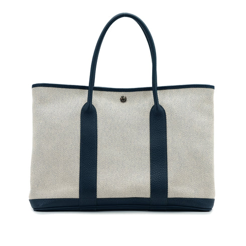 HERMES GARDEN PARTY PM BLUE DE PRUSSE TOILE TWILL H TOTE BAG □R 90306845 - PURPOSE