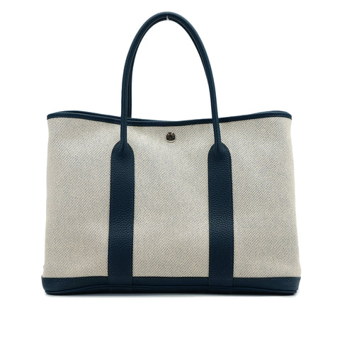 HERMES GARDEN PARTY PM BLUE DE PRUSSE TOILE TWILL H TOTE BAG □R 90306845 - PURPOSE