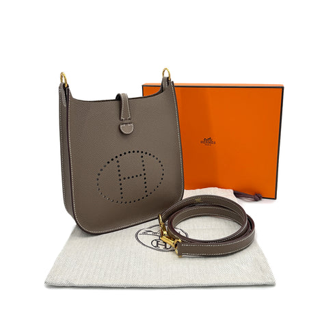 HERMES EVELYNE SELLIER TPM ETOUPE VEAU EPSOM SHOULDER BAG W 90306848