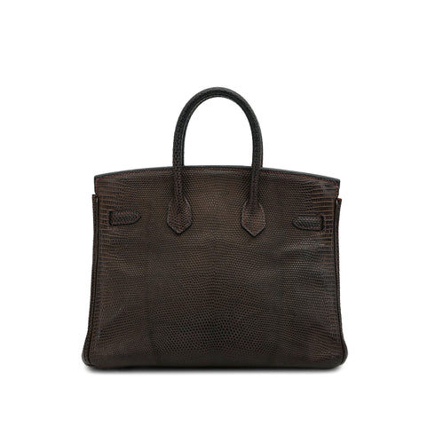 HERMES BIRKIN 25 EBENE LIZARD HAND BAG □J RHW 90306854 - PURPOSE