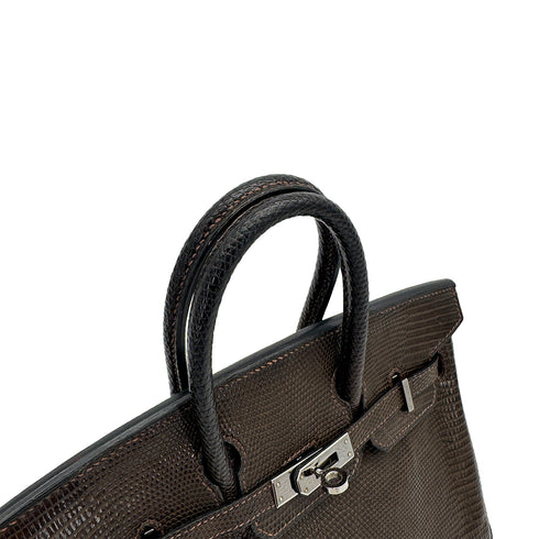 HERMES BIRKIN 25 EBENE LIZARD HAND BAG □J RHW 90306854 - PURPOSE