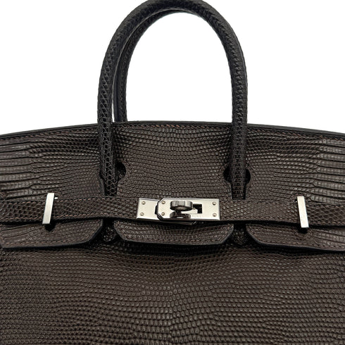 HERMES BIRKIN 25 EBENE LIZARD HAND BAG □J RHW 90306854 - PURPOSE