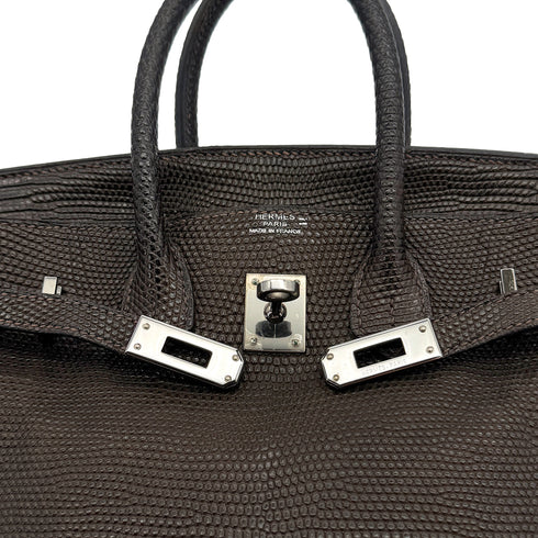 HERMES BIRKIN 25 EBENE LIZARD HAND BAG □J RHW 90306854 - PURPOSE
