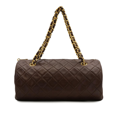 CHANEL VINTAGE COCOMARK MATELASSE CHAIN SHOULDER BAG BROWM LAMB SKIN 90306855 - PURPOSE