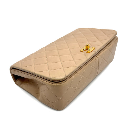 CHANEL VINTAGE FULL FLAP CHAIN SHOULDER BAG BEIGE LAMB SKIN 90306856 - PURPOSE