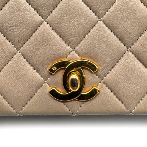 CHANEL VINTAGE FULL FLAP CHAIN SHOULDER BAG BEIGE LAMB SKIN 90306856 - PURPOSE