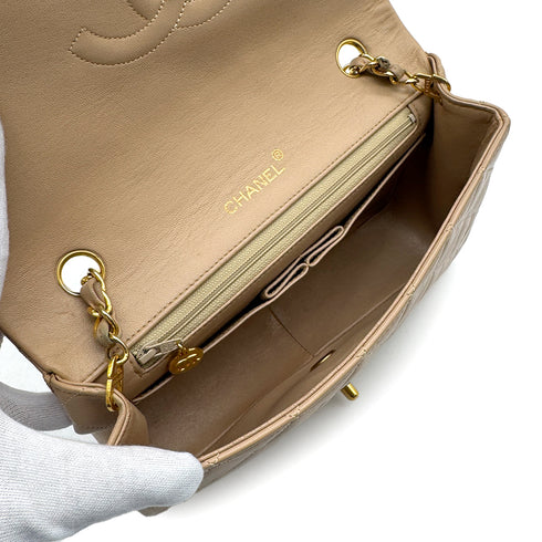 CHANEL VINTAGE FULL FLAP CHAIN SHOULDER BAG BEIGE LAMB SKIN 90306856 - PURPOSE