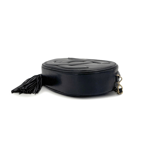 CHANEL VINTAGE BIG COCO FRINGE CHAIN SHOULDER BAG BLACK LAMB SKIN 90306857 - PURPOSE