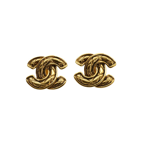 CHANEL VINTAGE EARRINGS COCOMARK MATELASSE GOLD ACCESSORY 90306861 - PURPOSE