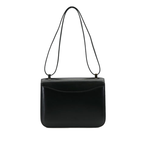 HERMES CONSTANCE 24 BLACK BOXCALF SHOULDER BAG U PHW 90307014