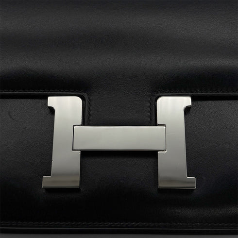 HERMES CONSTANCE 24 BLACK BOXCALF SHOULDER BAG U PHW 90307014