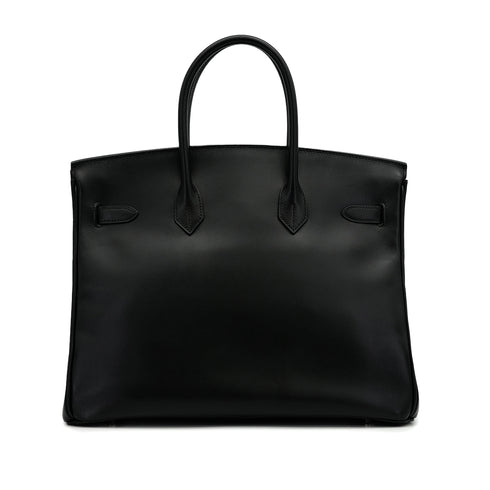 HERMES BIRKIN 35 BLACK BOXCALF HAND BAG □F PHW 90307015 - PURPOSE