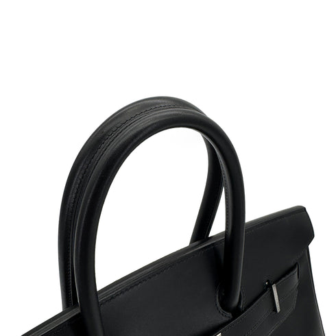 HERMES BIRKIN 35 BLACK BOXCALF HAND BAG □F PHW 90307015 - PURPOSE