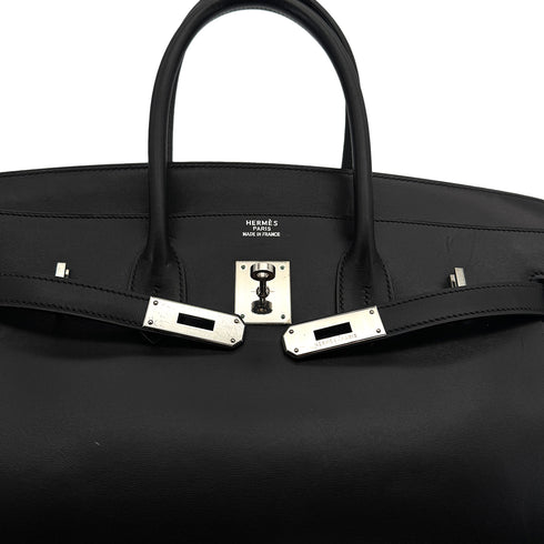 HERMES BIRKIN 35 BLACK BOXCALF HAND BAG □F PHW 90307015 - PURPOSE