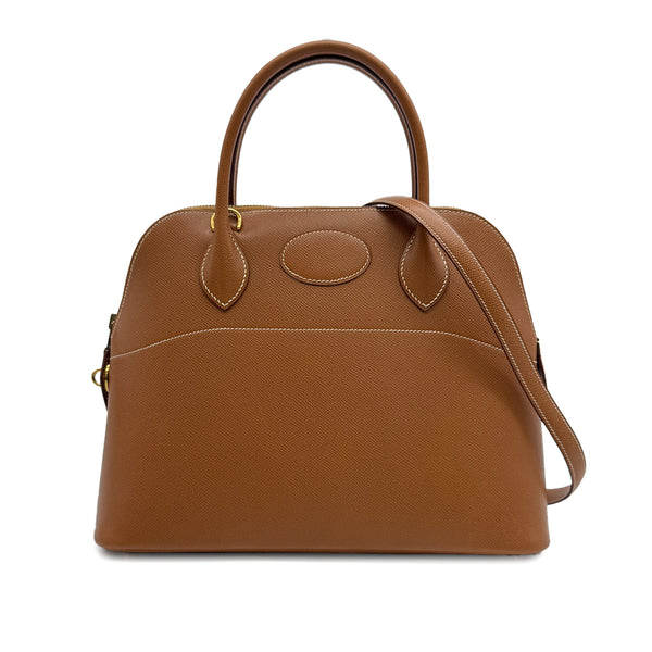 HERMES BOLIDE 31 GOLD COUCHEVEL HAND SHOULDER BAG 〇Z GHW 90307016 - PURPOSE