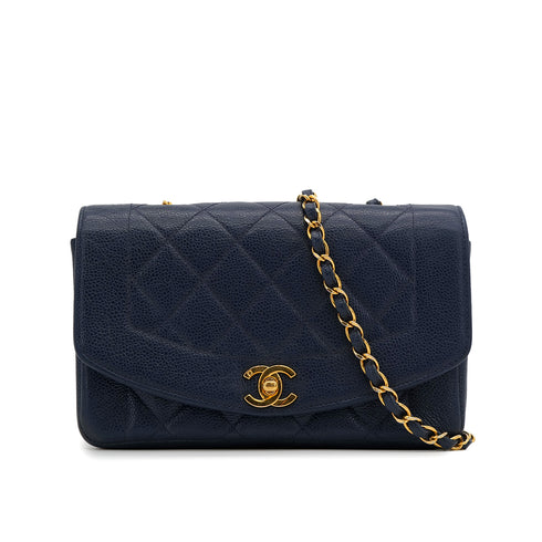 CHANEL VINTAGE DIANA SMALL CHAIN SHOULDER BAG NAVY CAVIAR SKIN 90307018 - PURPOSE