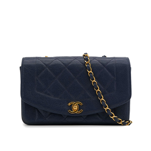CHANEL VINTAGE DIANA SMALL CHAIN SHOULDER BAG NAVY CAVIAR SKIN 90307018 - PURPOSE