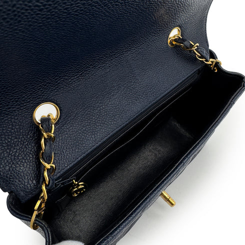 CHANEL VINTAGE DIANA SMALL CHAIN SHOULDER BAG NAVY CAVIAR SKIN 90307018 - PURPOSE
