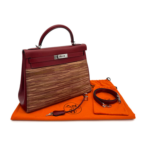 HERMES KELLY 32 RETOURNE ROUGE H BOXCALF VIBRATO HAND SHOULDER BAG □E PHW 90307019 - PURPOSE
