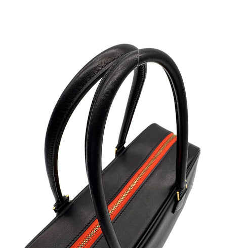 HERMES PLUME 28 VERSO BLACK ORANGE POPPY EVERCOLOR HAND BAG X GHW 90307020