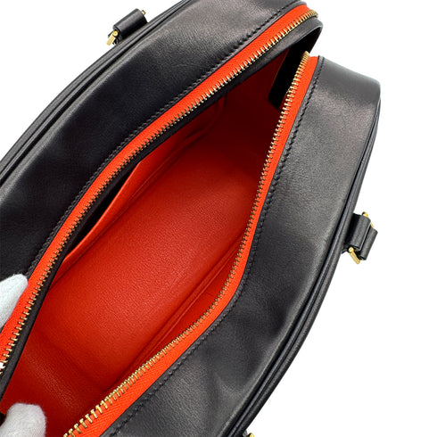 HERMES PLUME 28 VERSO BLACK ORANGE POPPY EVERCOLOR HAND BAG X GHW 90307020