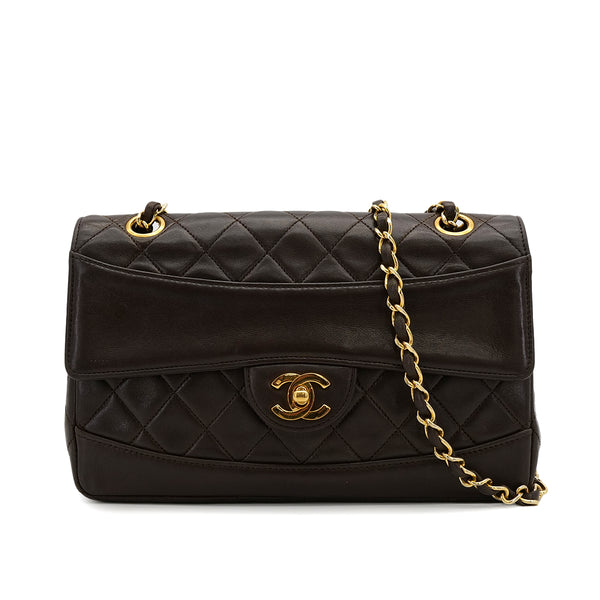 CHANEL VINTAGE MATELASSE CHAIN SHOULDER BAG BROWN LAMB SKIN 90307021 - PURPOSE
