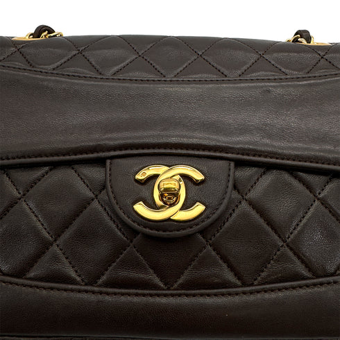CHANEL VINTAGE MATELASSE CHAIN SHOULDER BAG BROWN LAMB SKIN 90307021 - PURPOSE