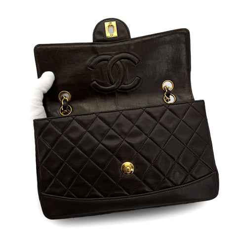 CHANEL VINTAGE MATELASSE CHAIN SHOULDER BAG BROWN LAMB SKIN 90307021 - PURPOSE
