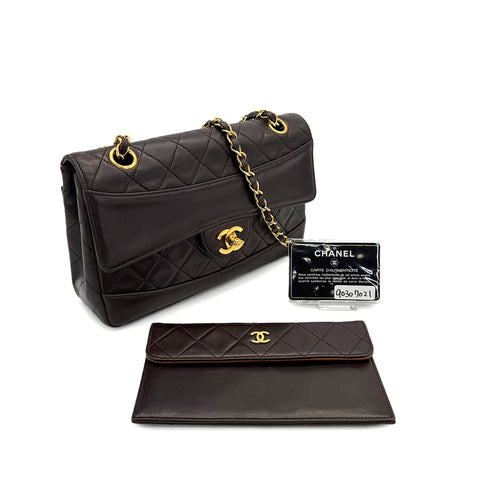 CHANEL VINTAGE MATELASSE CHAIN SHOULDER BAG BROWN LAMB SKIN 90307021 - PURPOSE