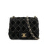 CHANEL MINI SQUARE 17 CHAIN SHOULDER BAG BLACK CANVAS VELOR 90307023