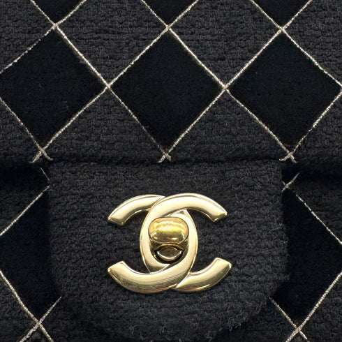 CHANEL MINI SQUARE 17 CHAIN SHOULDER BAG BLACK CANVAS VELOR 90307023