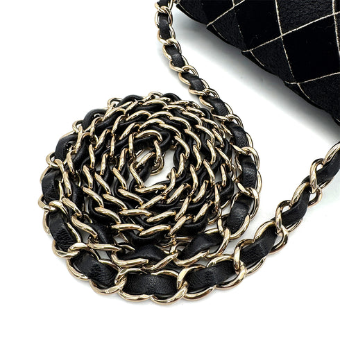 CHANEL MINI SQUARE 17 CHAIN SHOULDER BAG BLACK CANVAS VELOR 90307023