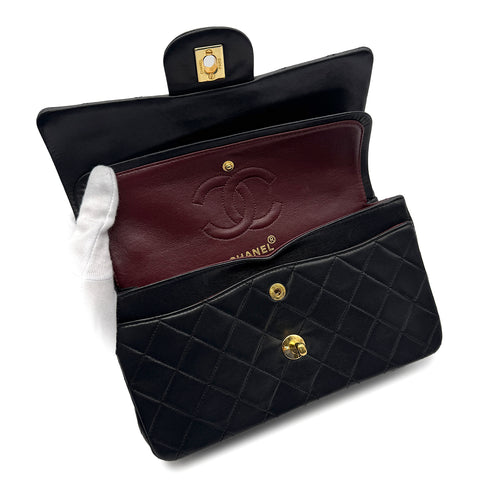 CHANEL VINTAGE CLASSIC FLAP SMALL CHAIN SHOULDER BAG BLACK LAMB SKIN 90307024 - PURPOSE