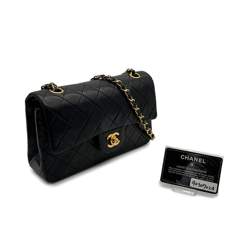 CHANEL VINTAGE CLASSIC FLAP SMALL CHAIN SHOULDER BAG BLACK LAMB SKIN 90307024 - PURPOSE