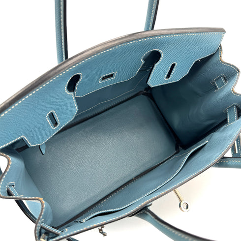 HERMES BIRKIN 30 BLUE JEAN VEAU EPSOM HAND BAG ▢K PHW 90307025 - PURPOSE