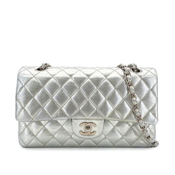 CHANEL VINTAGE MATELASSE CHAIN SHOULDER BAG SILVER LEATHER 90307026 - PURPOSE